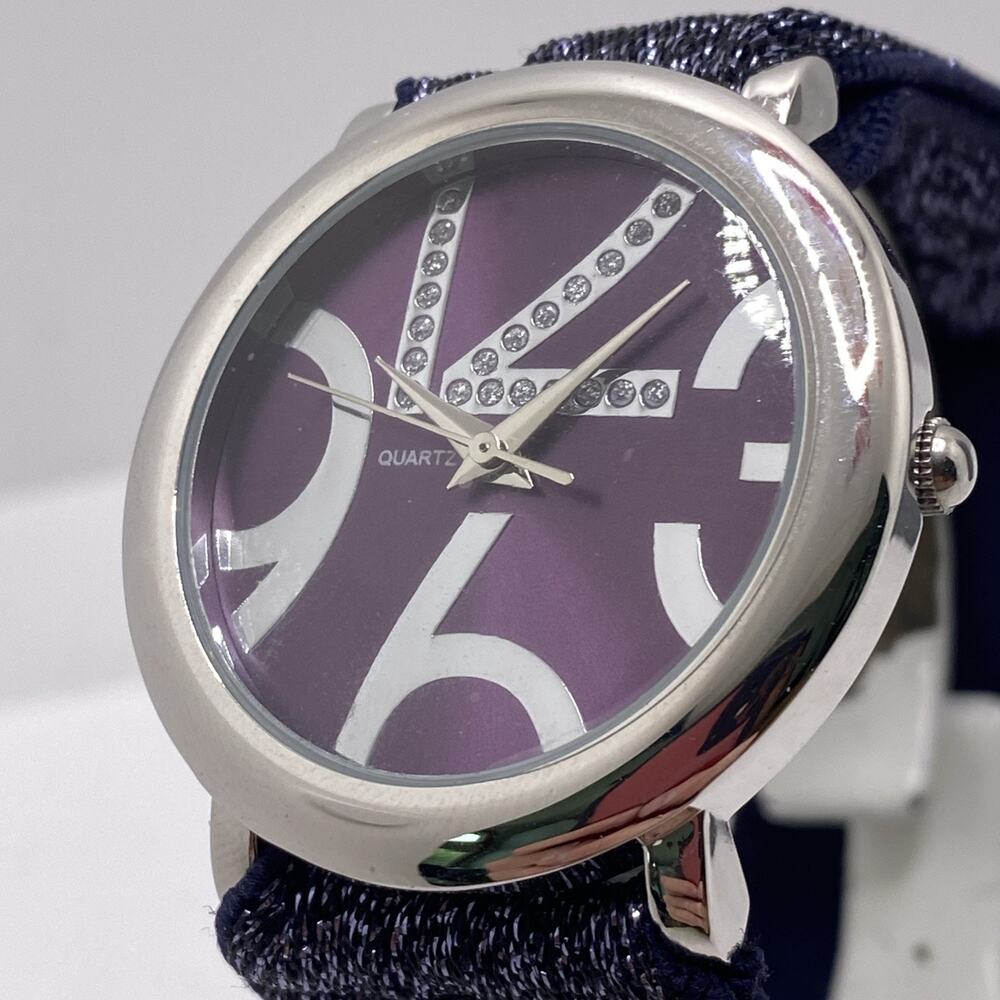 Womens Purple Silver Watch Works New Battery